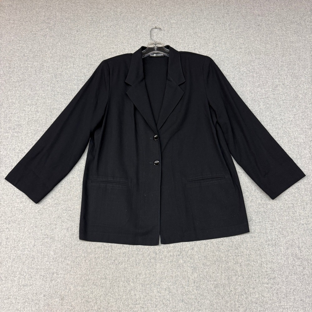 Sag Harbor Blazer Size 14 Black Two Button Polyester Rayon Professional Jacket
